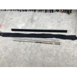 AN AS NEW SHAKESPEARE QUADRA 3.6 METRE COARSE ROD WITH ROD POD AND ROD BAG