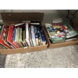 TWO BOXES OF ASSORTED BOOKS AND MAGAZINES TO INCLUDE HORSE EXAMPLES ETC