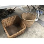 THREE WICKER BASKETS