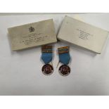 TWO BOXED MASONIC 'WEST LANCASHIRE CHARITY JEWEL' MEDALS
