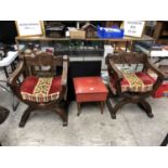 A PAIR OF ORIENTAL HEAVILY CARVED ARMCHAIRS