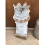 A VINTAGE CROWN TOPPED CHIMNEY POT IN GOOD CONDITION 92CM HIGH