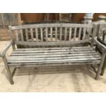 TWO WOODEN GARDEN BENCHES 158CM LONG