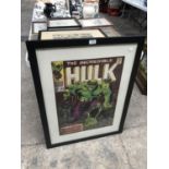 A FRAMED 'THE INCREDIBLE HULK' COMIC POSTER PRINT