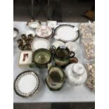 A MIXED GROUP OF CERAMICS TO INCLUDE GOBLETS ETC
