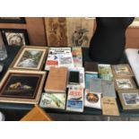 A MIXED GROUP OF ITEMS TO INCLUDE FRAMED PICTURES, COLLECTABLE BOOKS ETC