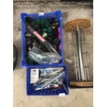 VARIOUS FISHING TACKLE TO INCLUDE A BOX OF SPARE SPOOLS, A RACK, HOOKS ETC