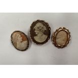 THREE VINTAGE 'CAMEO' BROOCHES