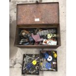 A METAL TOOL BOX WITH CONTENTS