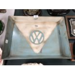 A METAL 'V.W' DRINKS TRAY