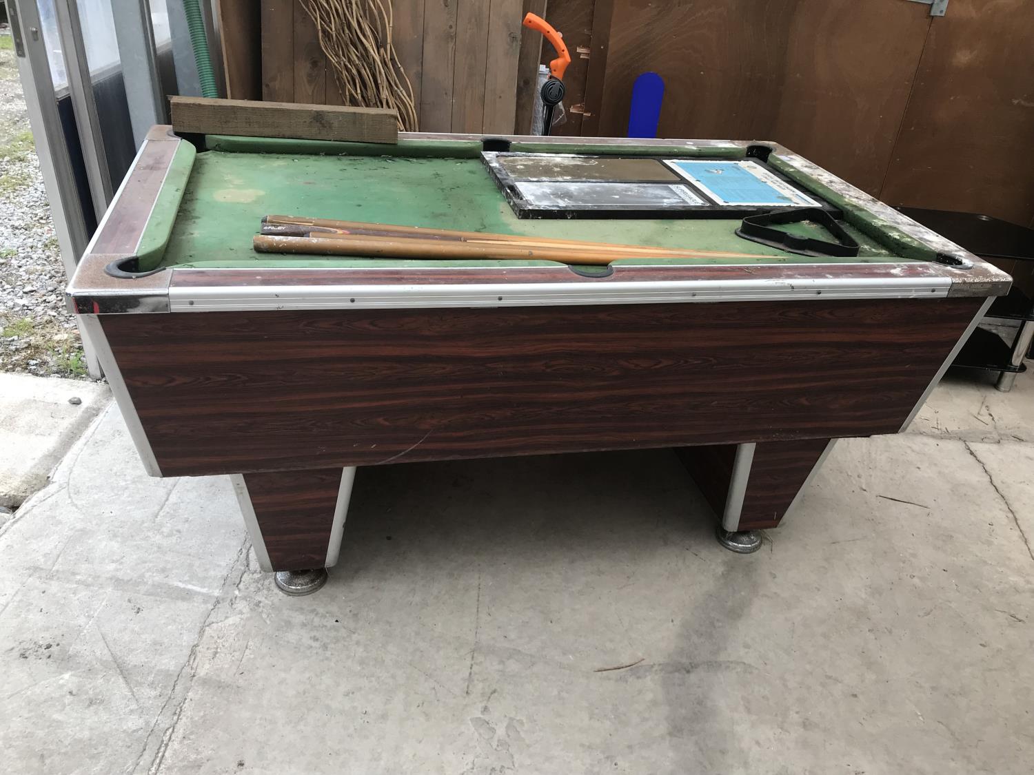 A POOL TABLE WITH SLATE BED (REQUIRES RENOVATION)