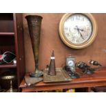 MIXED ITEMS - METAL VASE, TRAY ETC