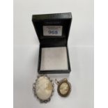 TWO LADIES CAMEO BROOCHES