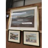 THREE FRAMED PICTURES TO INCLUDE LARGE GILT FRAMED PRINT