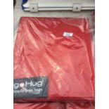 A BIG HUG 'LONDON' BEAN BAG IN RED , 140CM X 18OCM, HEAVY DUTY POLYESTER, STAIN AND WATER