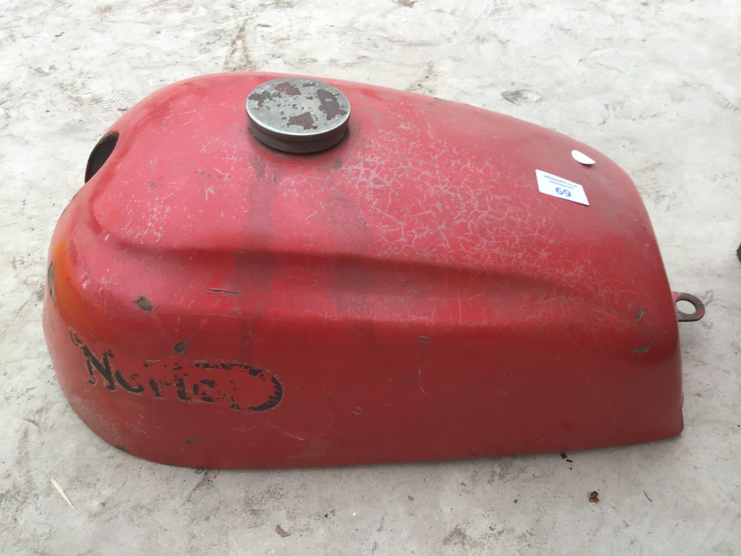 A RED NORTON JUBILEE PETROL TANK