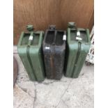 THREE VINTAGE JERRY CANS TO INCLUDE A SHELL EXAMPLE