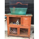 A'BUNNY BUSINESS' TWO TIER RABBIT HUTCH WITH RAMP AND A HAMSTER/GERBIL CAGE