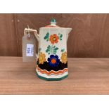 AN ART DECO CLARICE CLIFF STYLE WADE HEATH FLORAL PATTERN HAND PAINTED COFFEE POT
