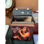 A RECORD / VINYL STORAGE BOX WITH ASSORTED LP'S