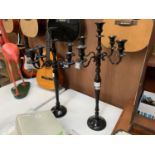 TWO LARGE BLACK CANDLE STICKS