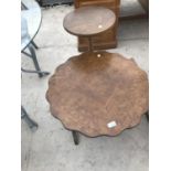 AN OAK FOLDING TABLE AND A MAHOGANY WINE TABLE