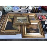 A GROUP OF FOUR GILT FRAMED PICTURES