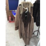 TWO MENS SUEDE COATS WITH SHEEPSKIN LINING