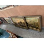 FOUR LARGE GILT FRAMED PICTURES