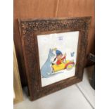 A CARVED WOODEN FRAMED 'NODDY' PICTURE