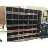 A LARGE VINTAGE PINE PIGEON HOLE CABINET