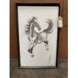A 'XU BEIHONG' STYLE CHINESE PRINT OF A HORSE, SIGNED 44X28CM