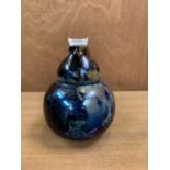 A BERNARD MOORE LUSTRE WARE DOUBLE GOURD VASE, HEIGHT 13.5CM