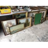 A LARGE COLLECTION OF ASSORTED FRAMED PICTURES, GILT FRAMED EXAMPLES ETC