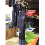 A SUNDRIDGE WATERPROOF COAT AND BIB/BRACE TROUSERS M