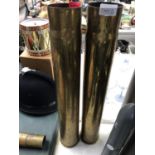 TWO W.W.I GERMAN 7.5CM FIELD CANNON BRASS SHELLS