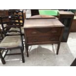 FIVE ITEMS - A OAK DRESSING TABLE AND TWO DINING CHAIRS, TABLE AND UNIT