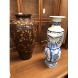 THREE VASES TO INCLUDE TWO ORIENTAL STYLE EXAMPLES