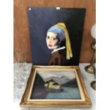 A PAINTING OF A LADY BY EARNEST WARDLE 07/05 AND A FRAMED WATERCOLOUR BY G.F BROAD