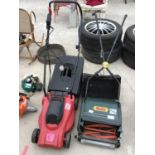 A WEBB PUSH MOWER WITH GRASS BOX AND A POWER HOUSE ELECTRIC MOWER BOTH IN WORKING ORDER