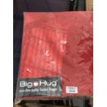 A BIG HUG 'LONDON' BEAN BAG IN RED , 140CM X 18OCM, HEAVY DUTY POLYESTER, STAIN AND WATER