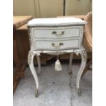A FRENCH STYLE DECORATIVE BEDSIDE TABLE