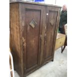 A OAK DOUBLE WARDROBE AND TWIN DOOR CABINET (2)