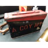 A VINTAGE METAL AMMO CRATE