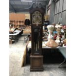 A MODERN 'TEMPUS FUGIT' LONGCASE CLOCK WITH WEIGHTS