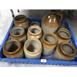 A COLLECTION OF STONEWARE FLAGONS AND JARS