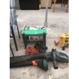 A BLACK AND DECKER LEAF BLOWER/SHREDDER IN WORKING ORDER AND A GARDENING STOOL