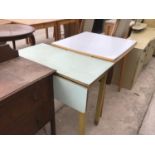 TWO RETRO DINING TABLES
