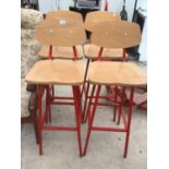 FOUR MODERN BAR STOOLS