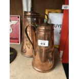 TWO VINTAGE COPPER AND BRASS 'BENSONS' COFFEE POTS / JARS